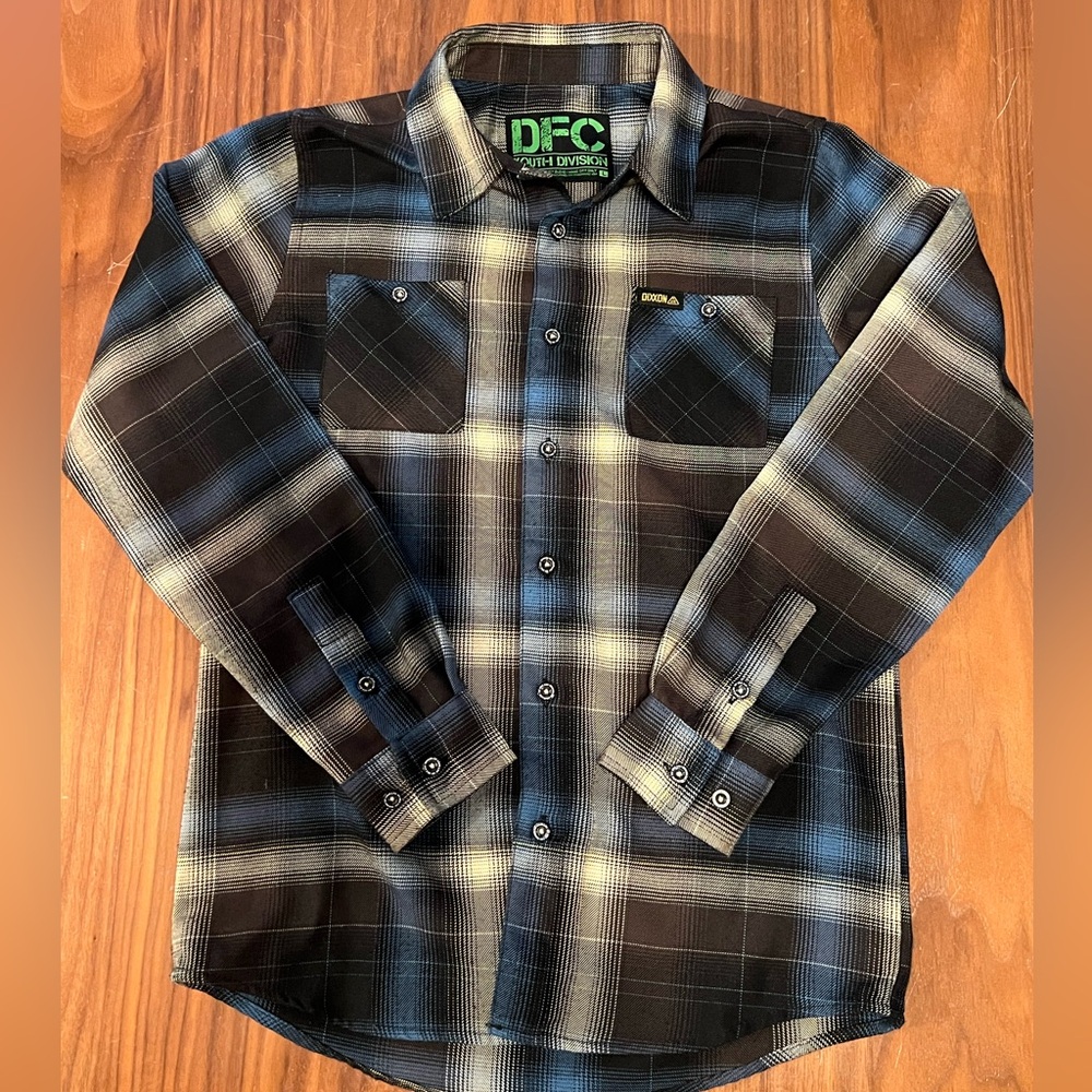 DIXXON Youth Black and Blue Plaid Flannel